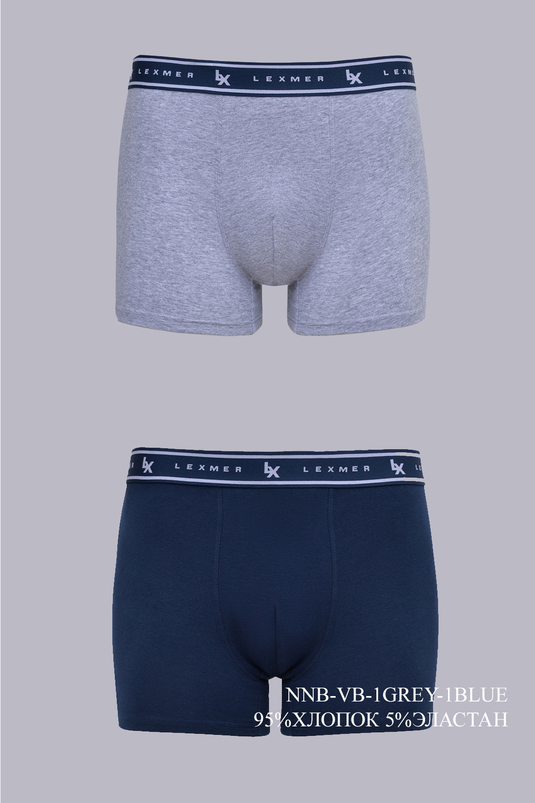 Боксеры муж. п/уп NNB-VB-1GREY-1BLUE
