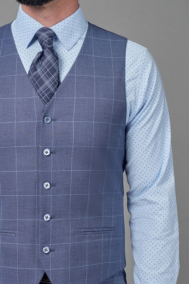 Костюмный однобортный жилет в тонкую клетку